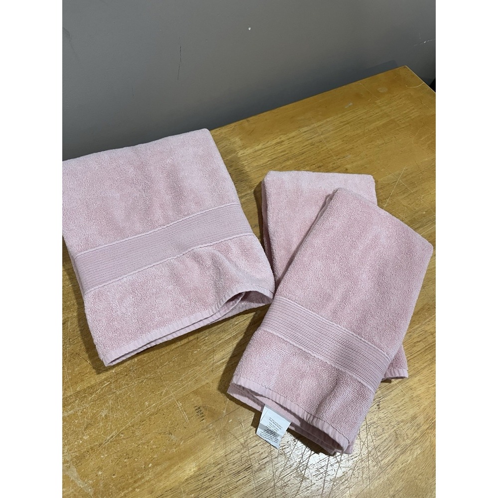 Pottery Barn Teen PB Light Pink‎ Classic Bath Towel & 2 Hand Towels 100% Cotton